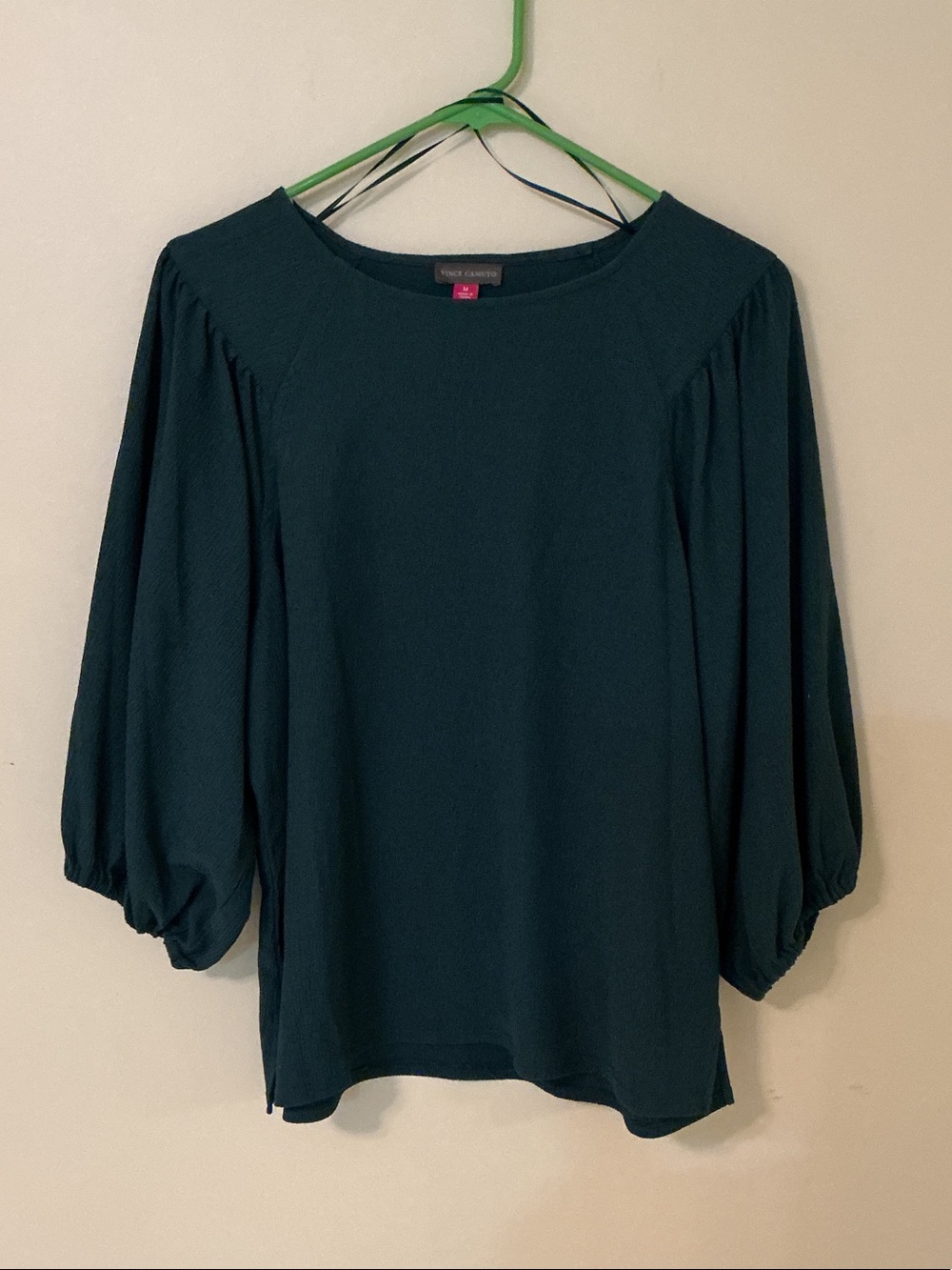 Vince Camuto Teal Balloon-Sleeve Long Sleeve Top
